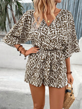 Women's Geometric Printed Overlapped V-Neck Batwing Sleeve Casual Jumpsuit For Vacation